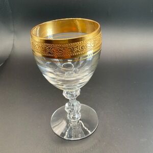 Vintage Tiffin Westchester Crystal Cordials 22 Karat Gold Rim 5 inch tall Rare